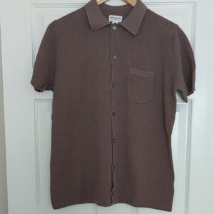 Spier & Mackay Linen/Cotton Open Weave Knit Polo Sweater